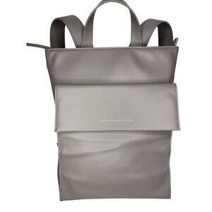 Adolfo Dominguez Gray Leather-Non-Leather Small Flap Backpack‎